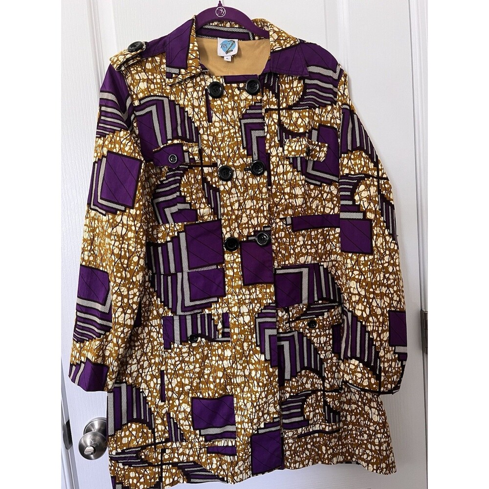 Women’s African Print Inspired Mid Length Jacket Size XL